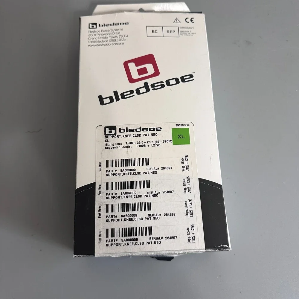 Bledsoe Knee Support Closed Patella Neoprene Brace XL SA609009 Black